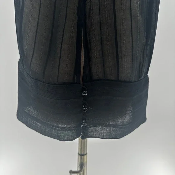 Banana Republic Black Sheer Striped Scoop Neck Short Sleeve Top- XS - Picture 5 of 8
